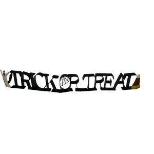 Trick Or Treat Halloween Mantle Decor Black Metal Decorative Sign